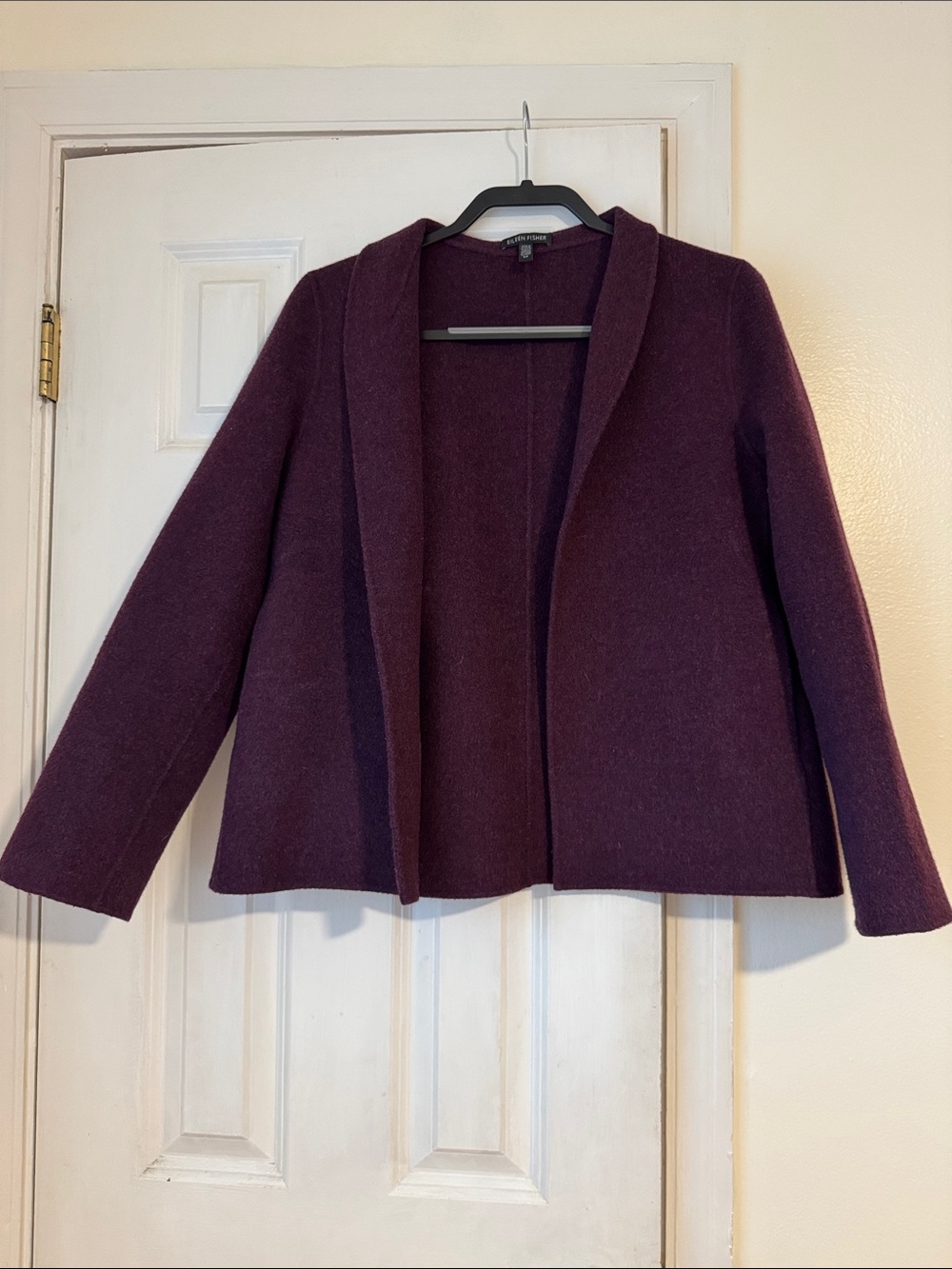 Eileen Fisher Plum Wool Open Front Blazer Jacket Small